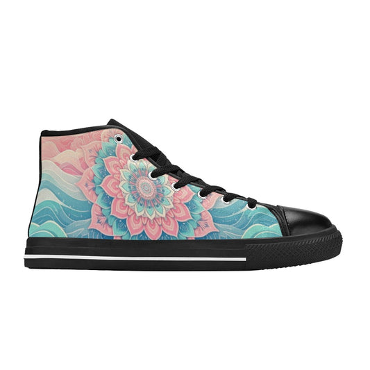 KIDS' Pastel Wave Mandala High Top Canvas Y2K Custom Shoes