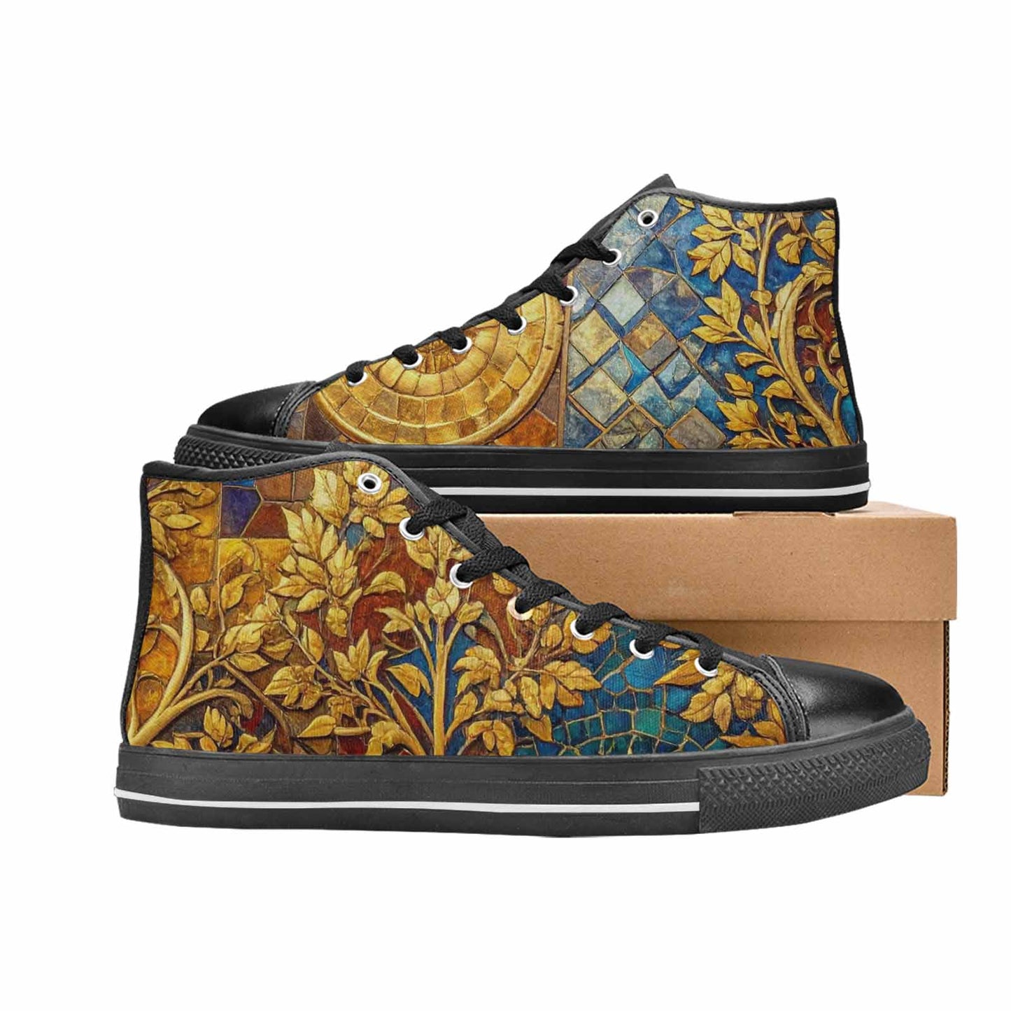 MEN'S Klimt-Style Gold Leaf High Top Canvas Aesthetic Shoes