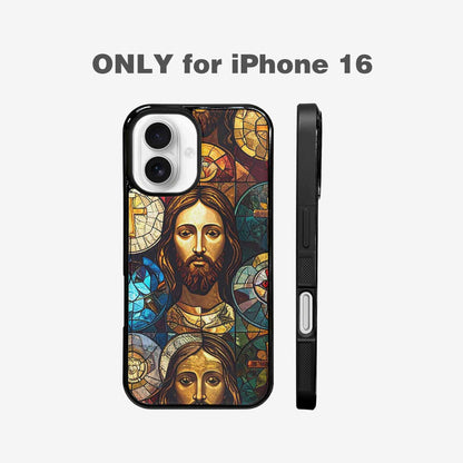 iPhone 16 Case — Jesus Face Small Cross And Faith, Custom Designed Case Cover