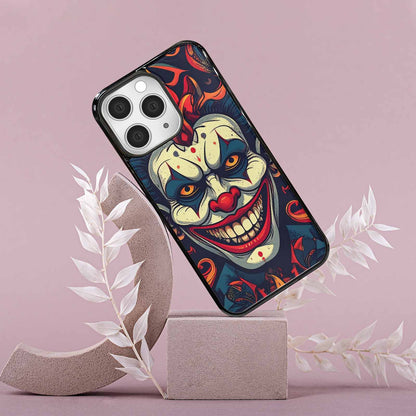 iPhone 15 Pro Max Case — Evil Circus Heads Faces Overlapping Patterns, Custom Art Phone Cover