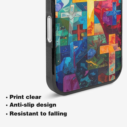 iPhone 16 Plus Case — Faith Cross And Faith Icons Pattern, Custom Phone Case