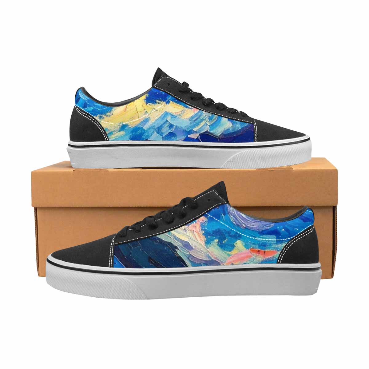 WOMEN'S Starry Night Van Gogh Canvas Lace-Up Aesthetic Custom Sneakers