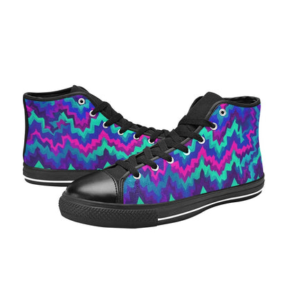 MEN'S Psychedelic Chevron Vortex High Top Canvas Vibrant Chaos Shoes