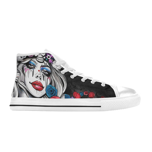WOMEN'S Clown Woman Art High Top Canvas Dreamcore Custom Sneakers