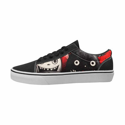 MEN'S Monsters Black & Red Ink Canvas Unique Print Surreal Custom Shoes