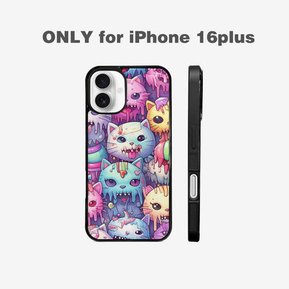 iPhone 16 Plus Case — Pastel Gore Cat Character Pattern Hundreds, Custom Print Case Cover
