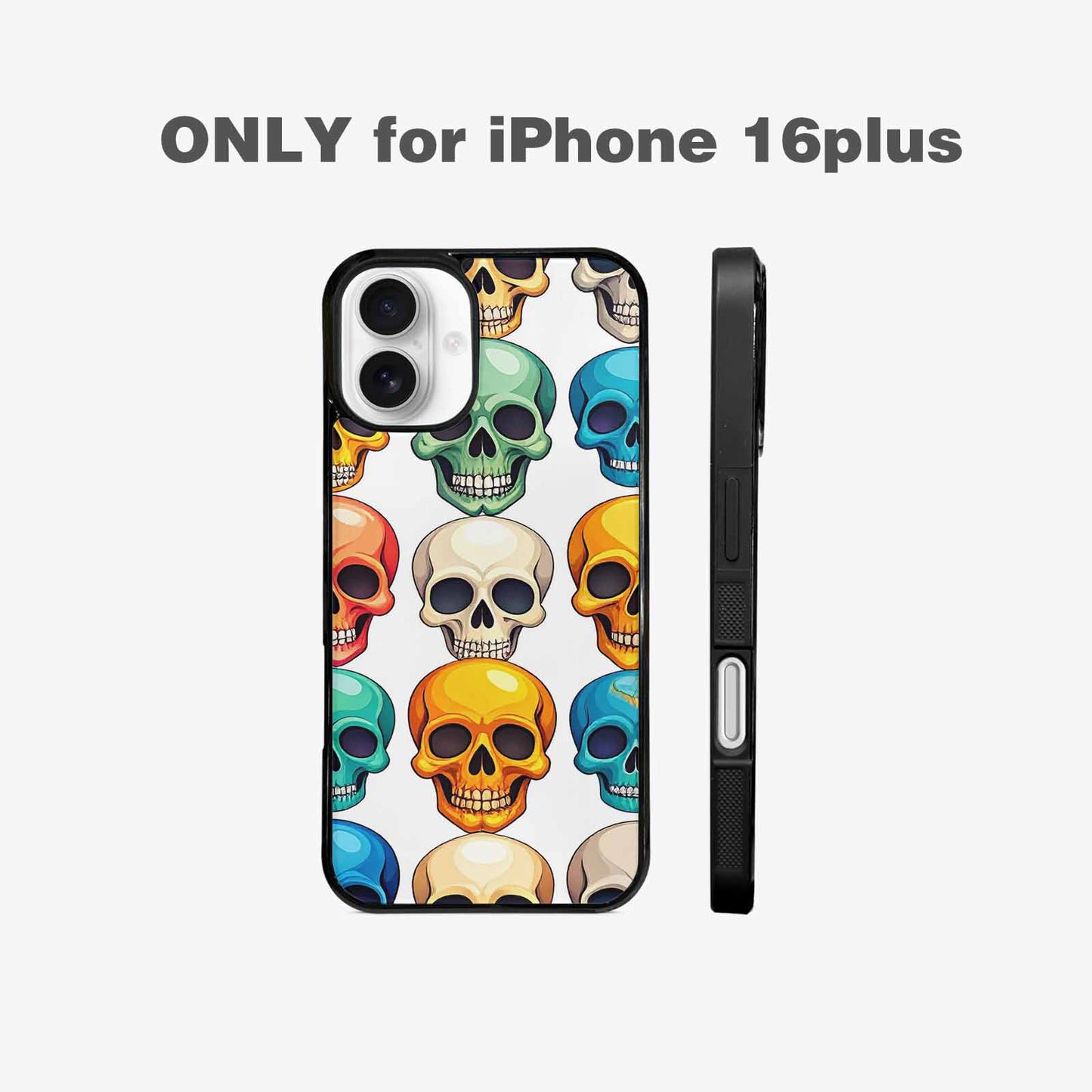iPhone 16 Plus Case — Vibrant Skull Seamless, Custom Phone Case