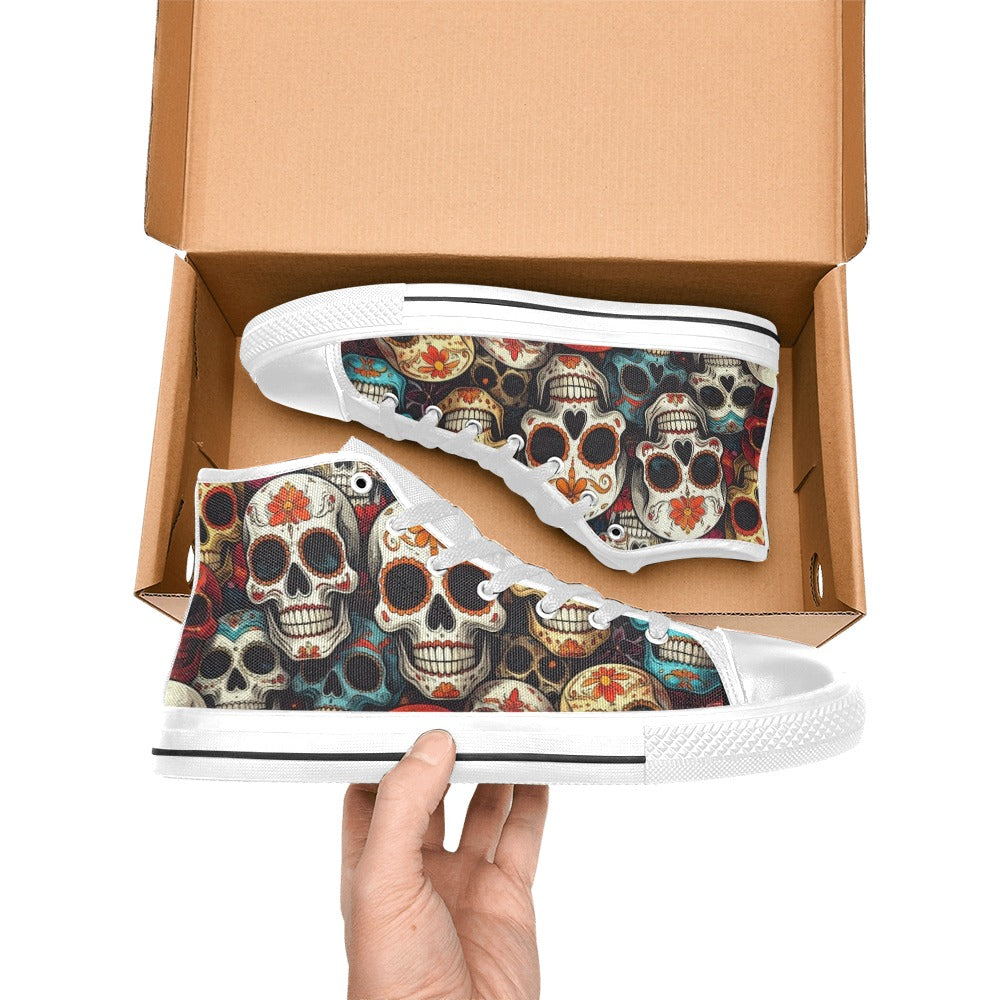 MEN'S Aggressive Comic Sugar Skull High Top Canvas Dark Academia Custom Shoes