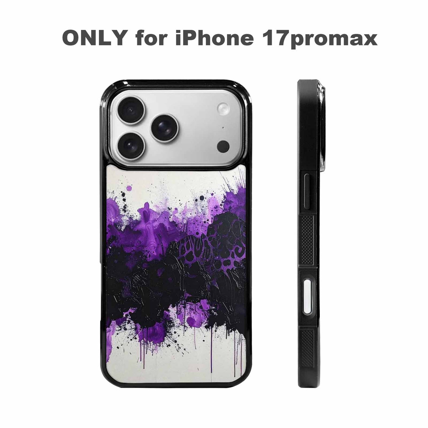 iPhone 17 Pro Max Case — Black &amp; Purple Ink Animal Print, Custom Phone Case