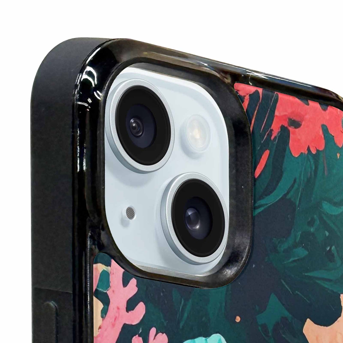 iPhone 15 Case — Camo Coral Turquoise, Original Design Phone Case