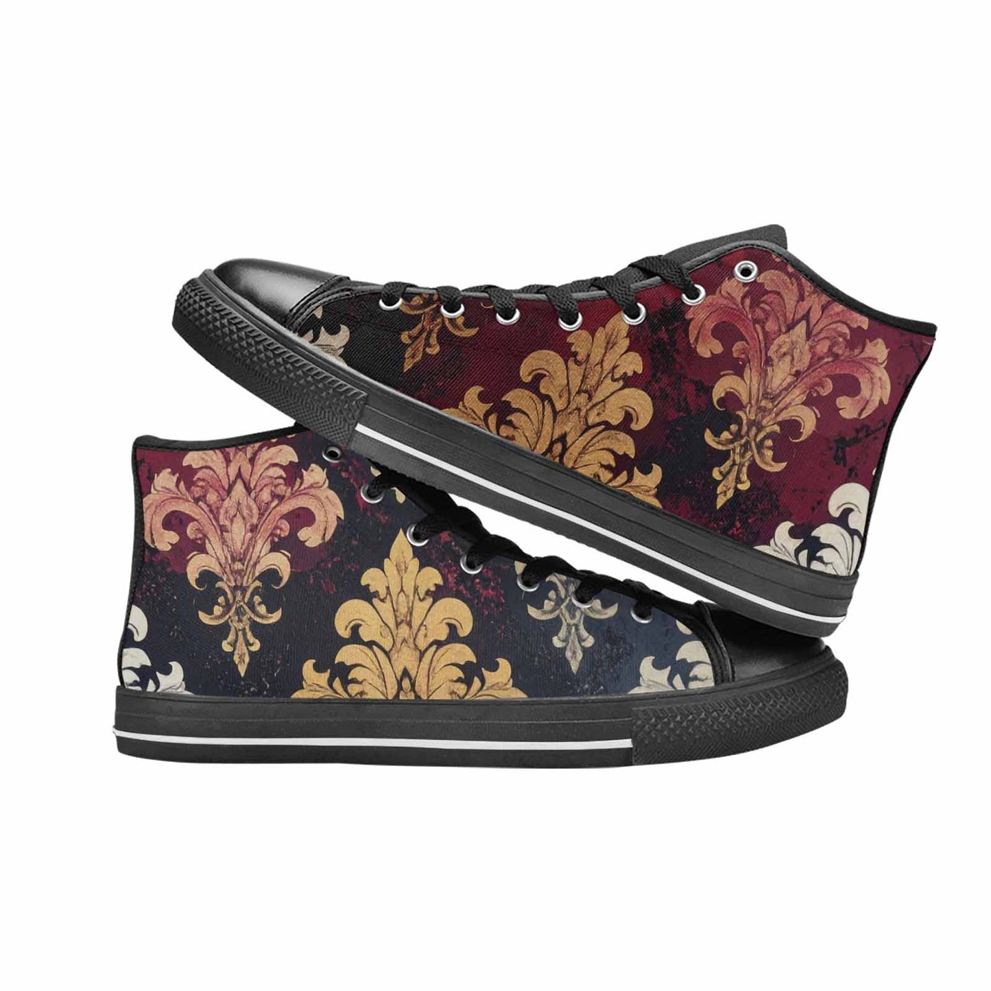 MEN'S Damask Ornamental Wallpaper High Top Canvas Grunge Custom Sneakers