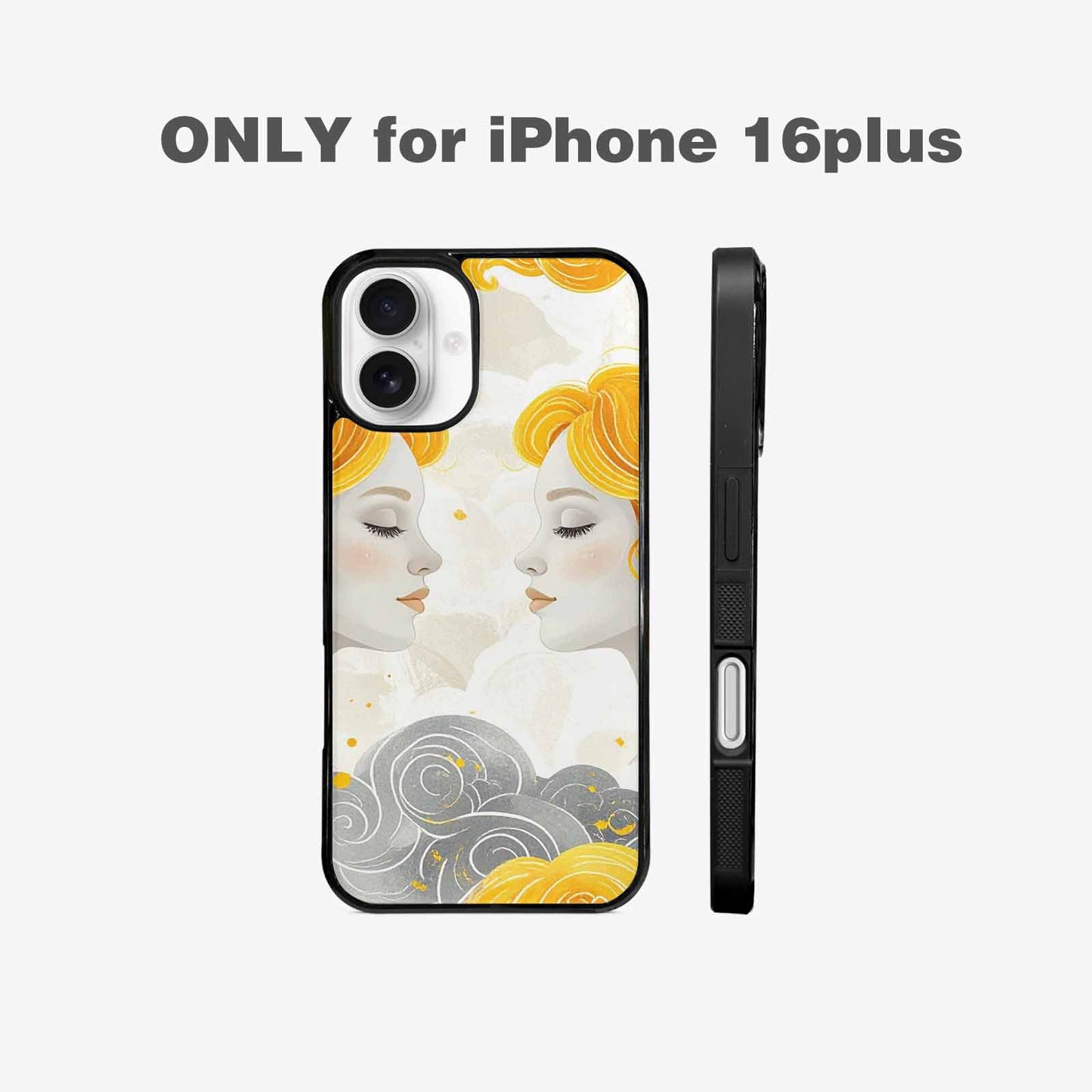 iPhone 16 Plus Case — Gemini Twins Zodiac Pattern Seamless Repeat, Custom Phone Case