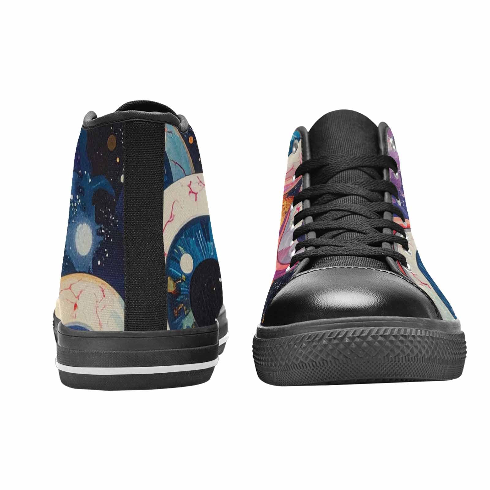 WOMEN'S Cartoon Eyeballs Galaxy High Top Canvas Grunge Custom Sneakers