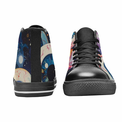 WOMEN'S Cartoon Eyeballs Galaxy High Top Canvas Grunge Custom Sneakers