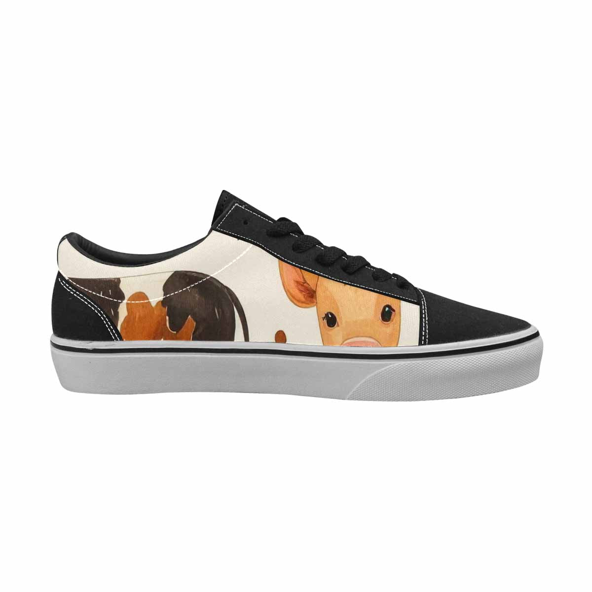 MEN'S Cow Animal Print Canvas Lace-Up Wallpaper Art Custom Shoes