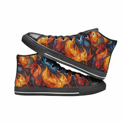 MEN'S Fire Flame High Top Canvas Cottagecore Custom Shoes