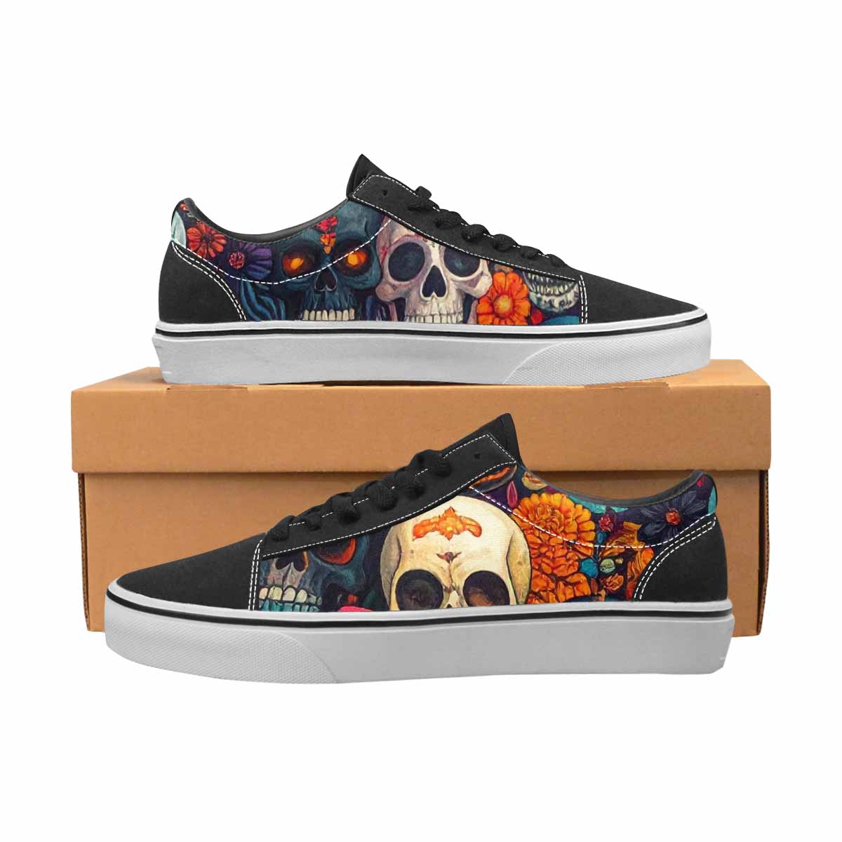 MEN'S Skull Canvas Lace-Up Wallpaper Art Custom Shoes