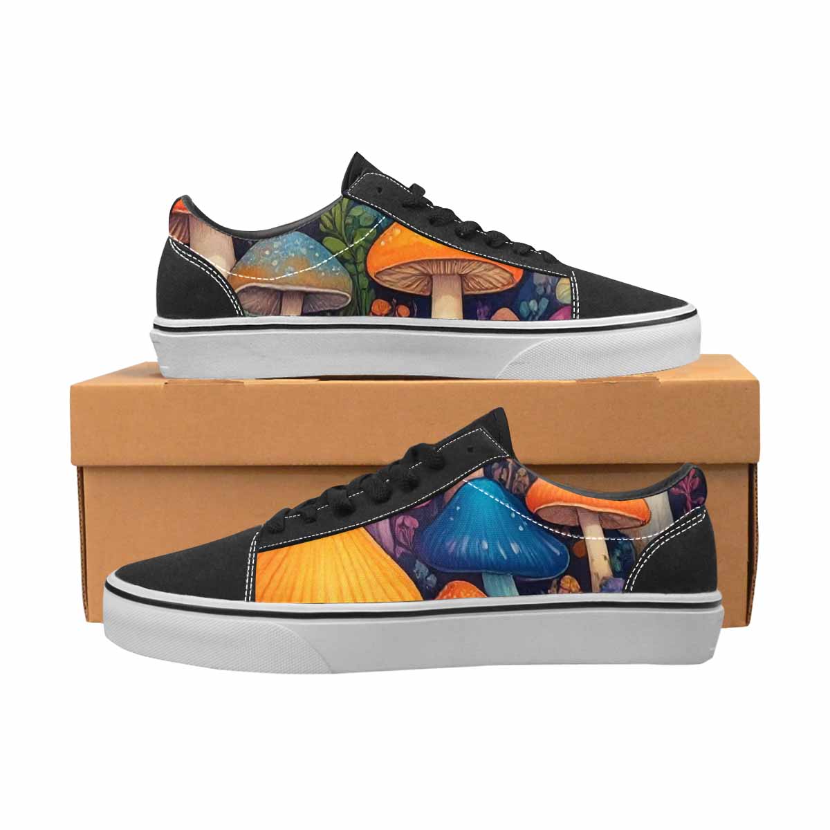 WOMEN'S Mushrooms (general) Mushrooms Pa Lace-Up Canvas Surreal Custom Shoes