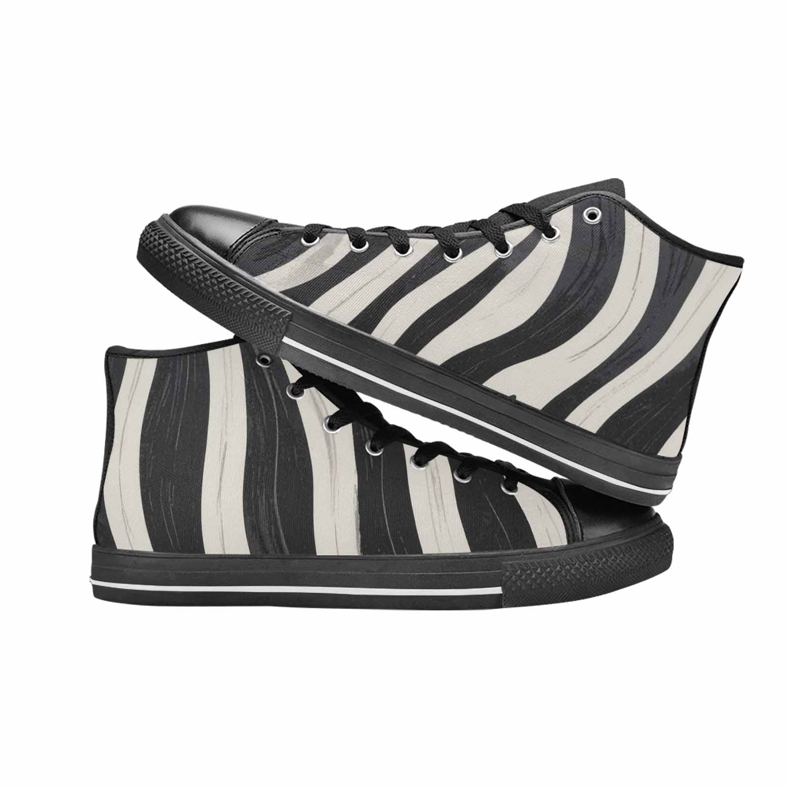WOMEN'S Modern Zebra Stripe High Top Canvas Dark Academia Sneakers