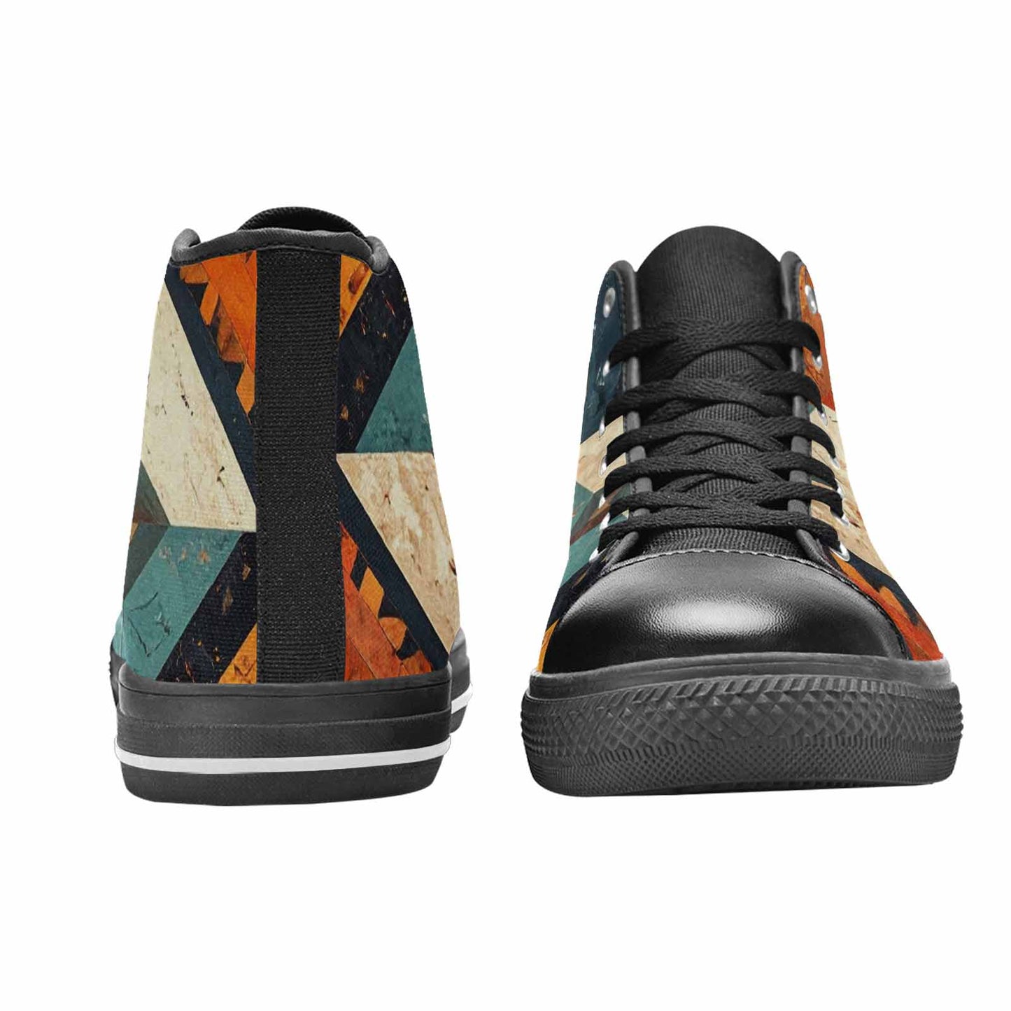 WOMEN'S Southwestern Geometric Diamond High Top Canvas Surreal Custom Sneakers