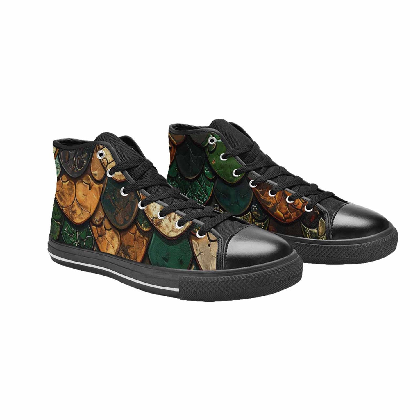 MEN'S Snake Skin Reptile High Top Canvas Neon Fantasy Custom Sneakers