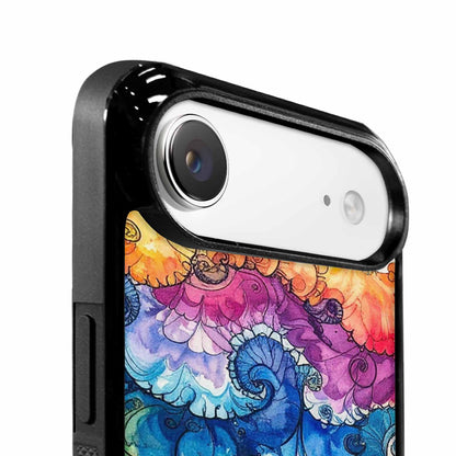 iPhone 17 Air Case — Tie Dye Swirls Black Blue Tie, Custom Phone Case