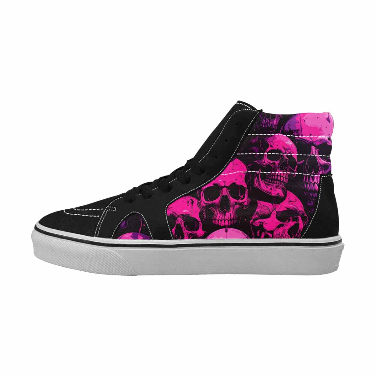 MEN'S Pink + Purple Skeletons High Top Canvas Melting Art Custom Sneakers