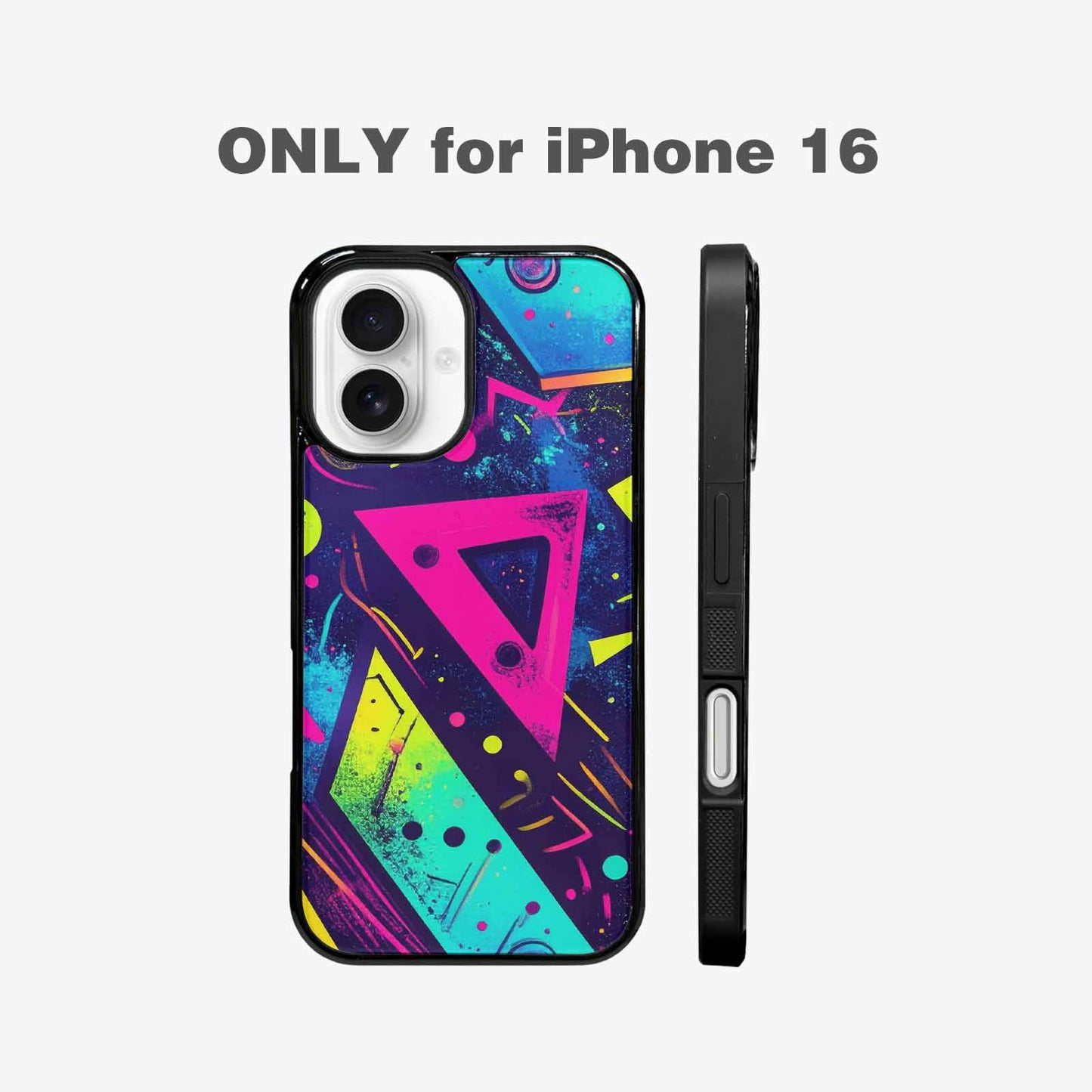 iPhone 16 Case — Memphis Squiggles Triangles Dots, Custom Art Phone Cover