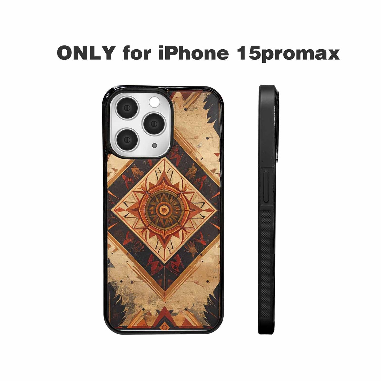 iPhone 15 Pro Max Case — Native American Geometric Pattern Arrows Feathers, Customized Protective Case