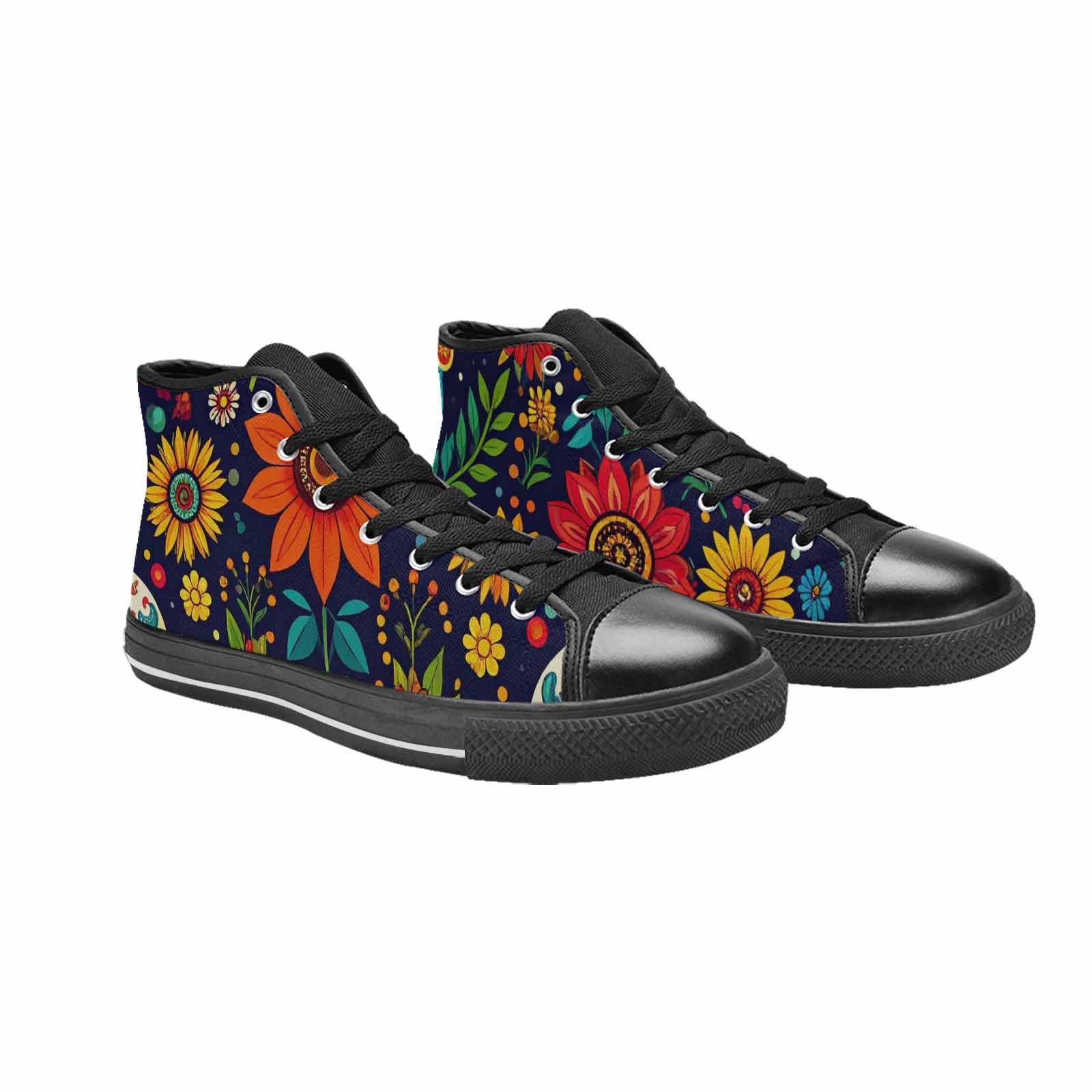 MEN'S Sunflowers And Skulls High Top Canvas Dark Academia Custom Shoes