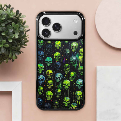 iPhone 17 Pro Max Case — Skeletons Neon Green Glowskele Original Art, Custom Phone Case