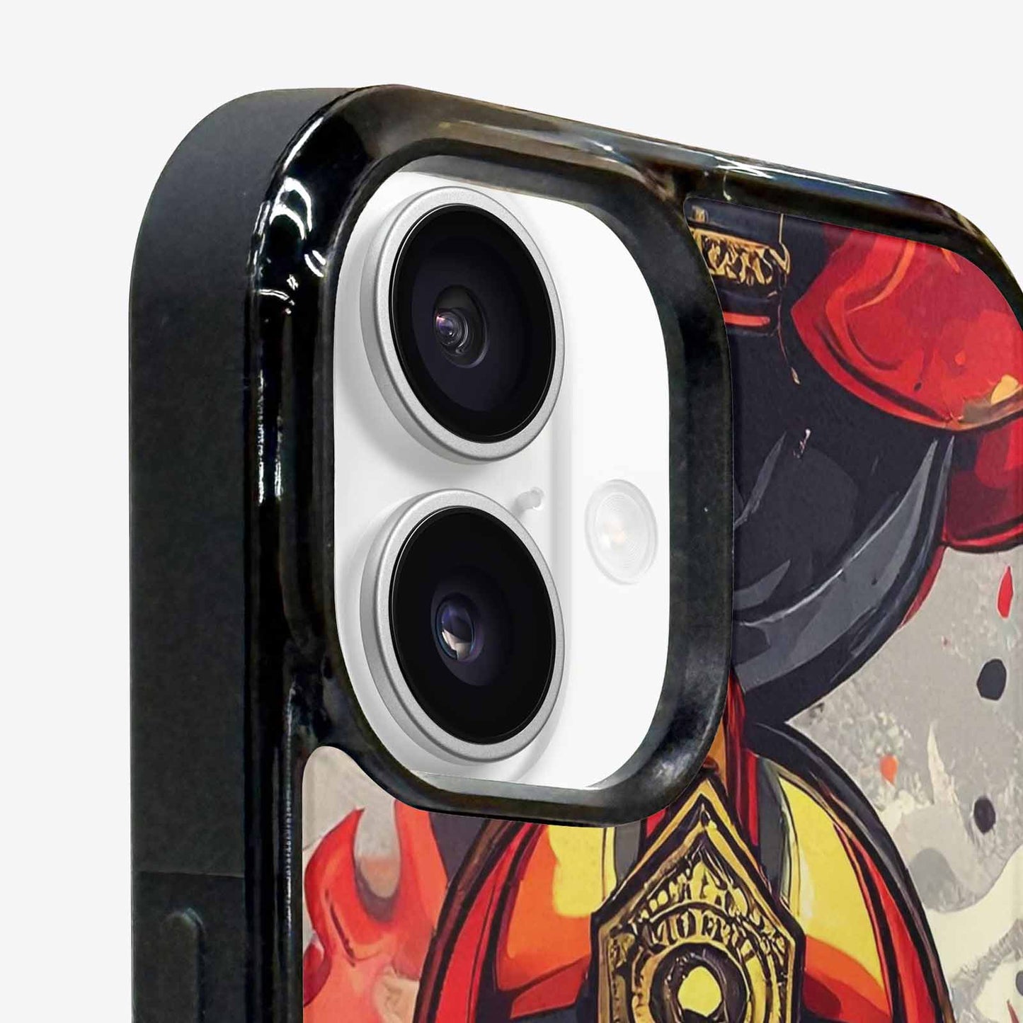 iPhone 16 Plus Case — Firefighter Pattern Flames Axes Helmets Seamless, Custom Phone Case