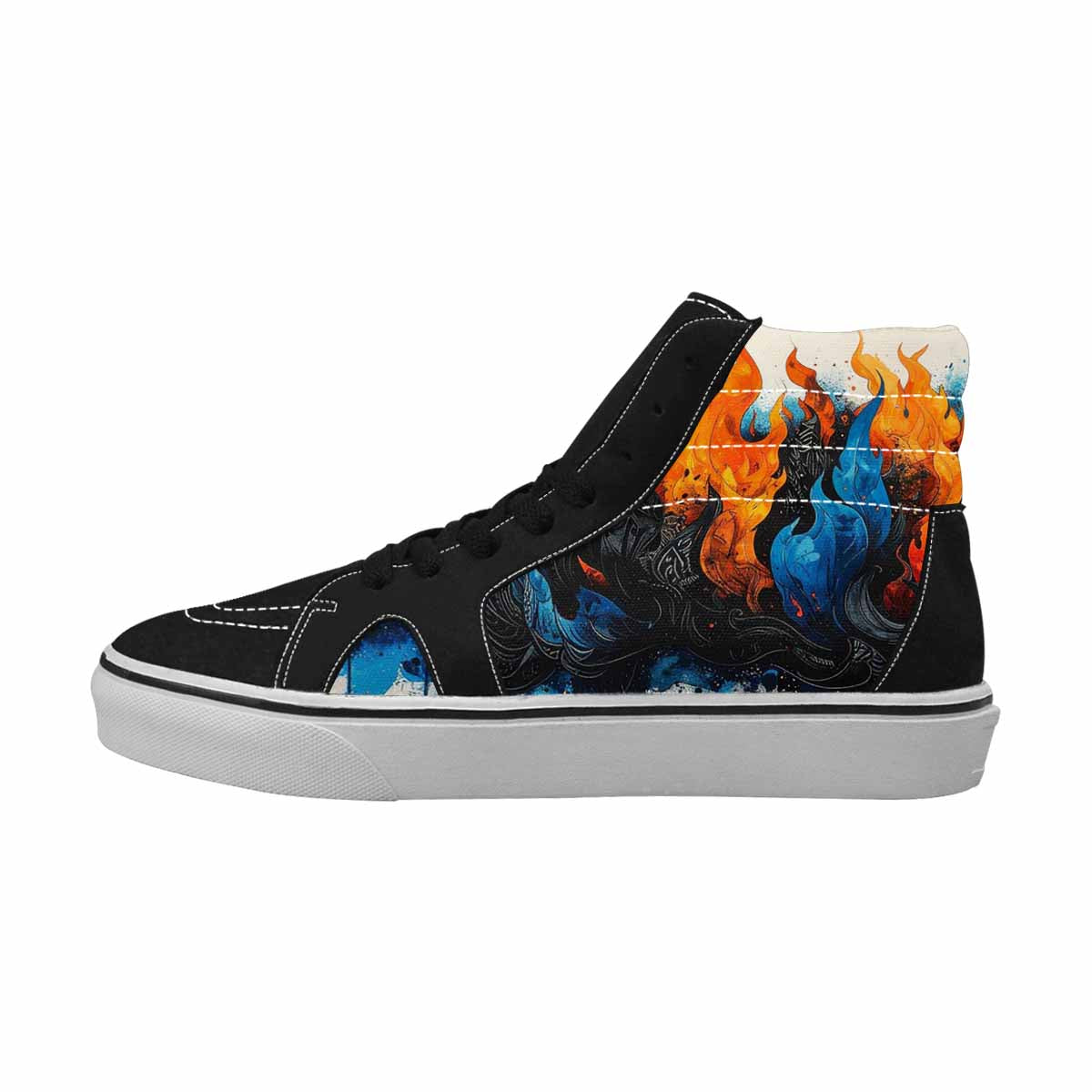 MEN'S Flame Burst High Top Canvas Dark Academia Custom Sneakers