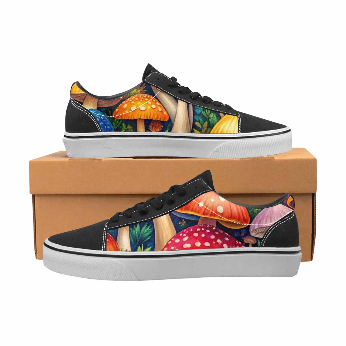 WOMEN'S Mushrooms (general) Mushrooms Pa Lace-Up Canvas Cottagecore Custom Sneakers