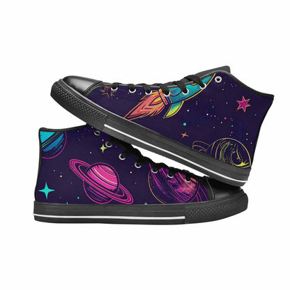 MEN'S Space Galaxy Astronaut High Top Canvas Neon Fantasy Custom Sneakers