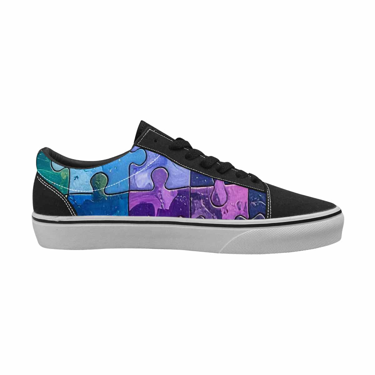 WOMEN'S Autism Puzzle Pieces Lace-Up Canvas Vibrant Chaos Custom Sneakers