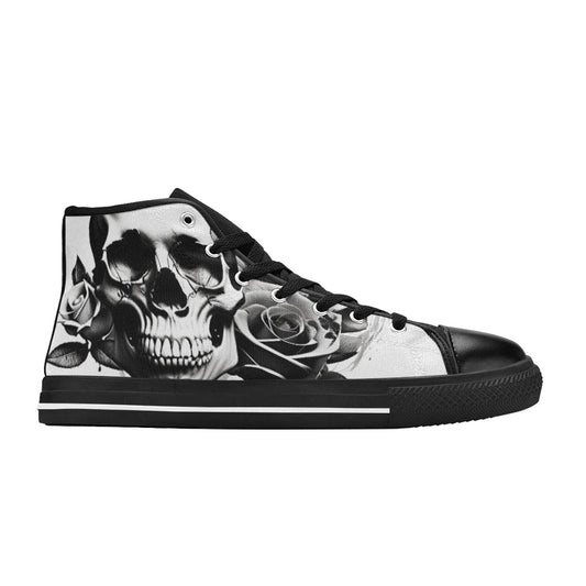 MEN'S Cartoon Style Skulls Roses High Top Canvas Y2K Sneakers