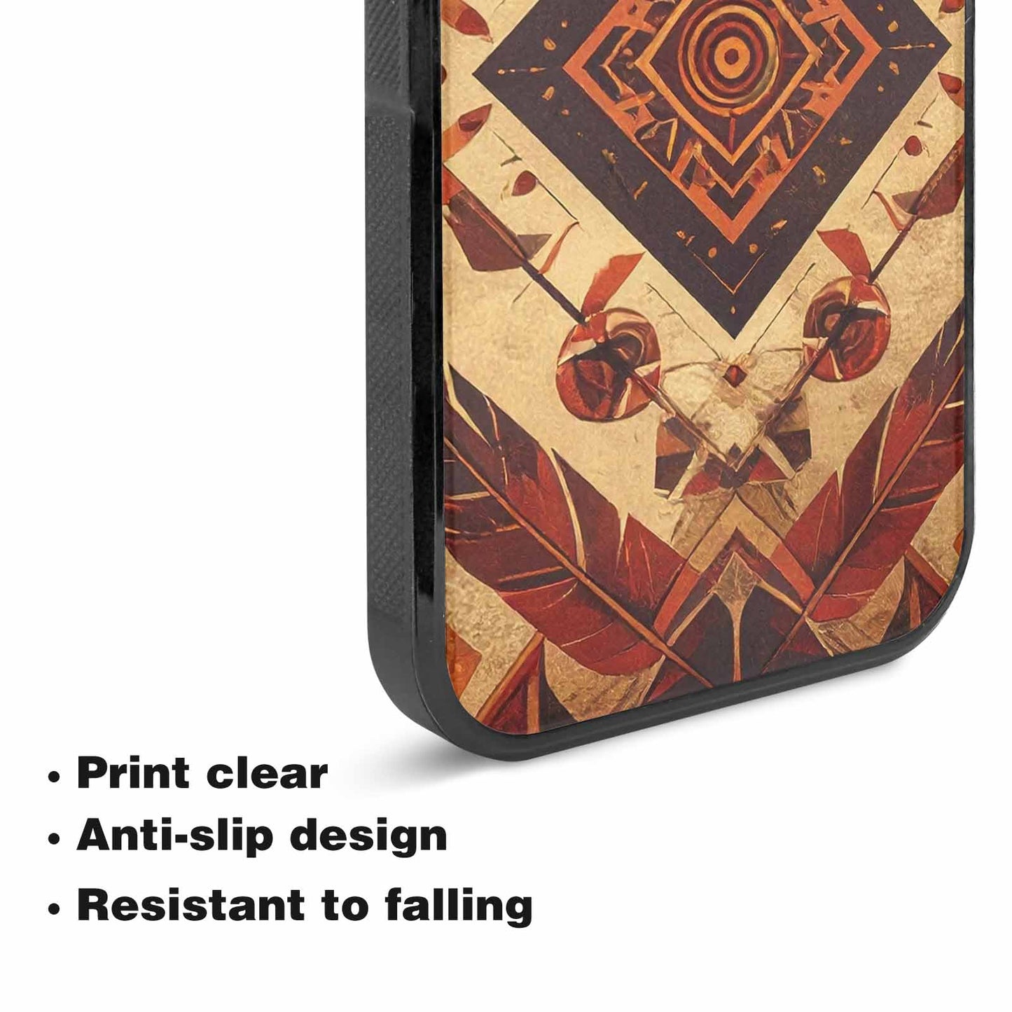 iPhone 15 Plus Case — Native American Geometric Pattern Arrows Feathers, Custom Art Phone Cover