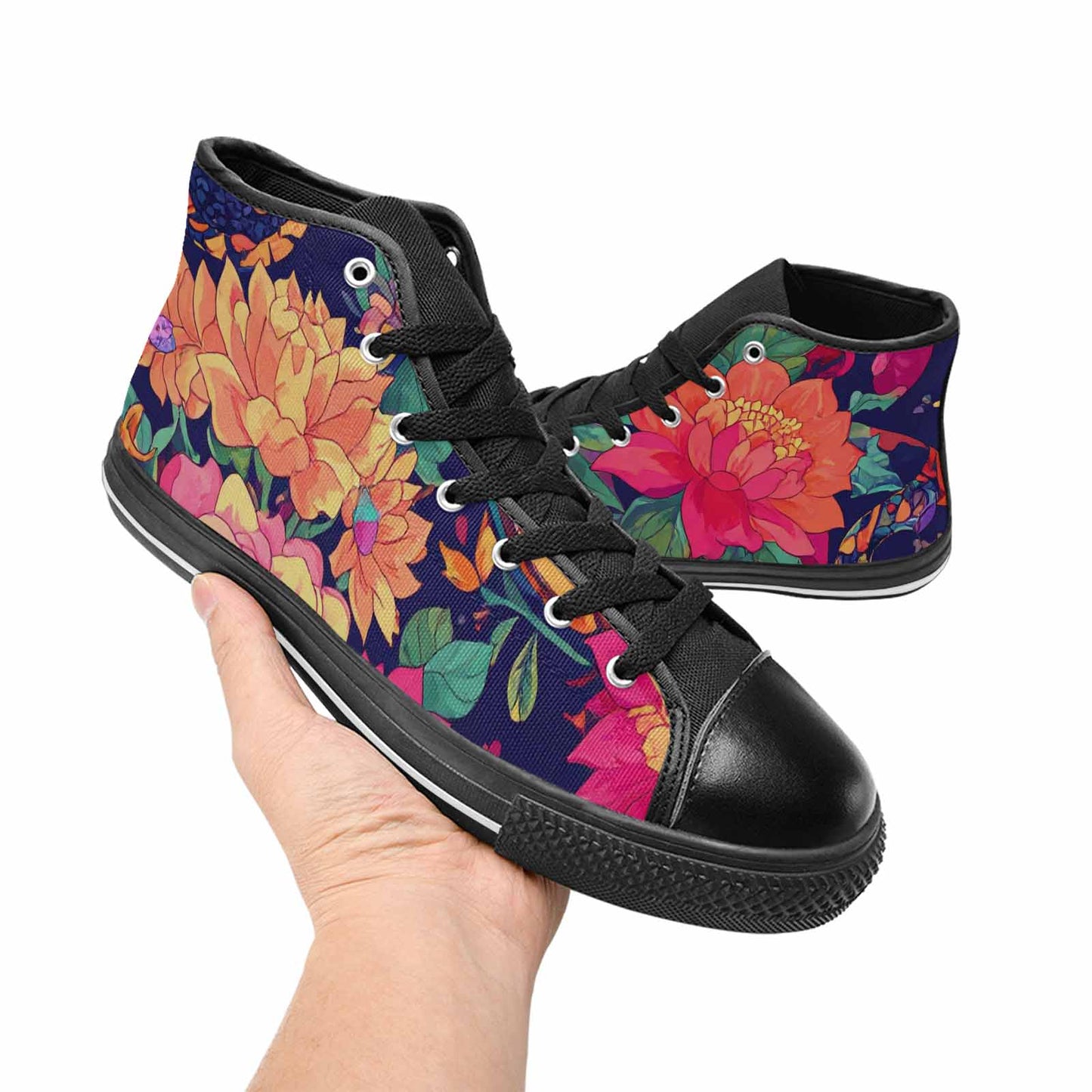 MEN'S Floral Snake Print High Top Canvas Y2K Custom Sneakers