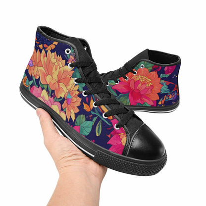 MEN'S Floral Snake Print High Top Canvas Y2K Custom Sneakers