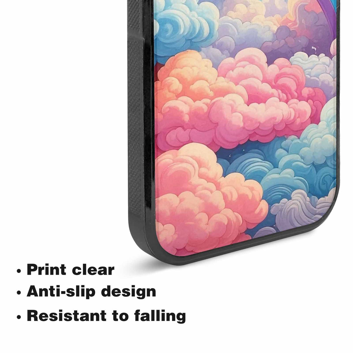iPhone 15 Case — Cloud And Rainbow Burst Pattern Hundreds, Custom Art Phone Cover