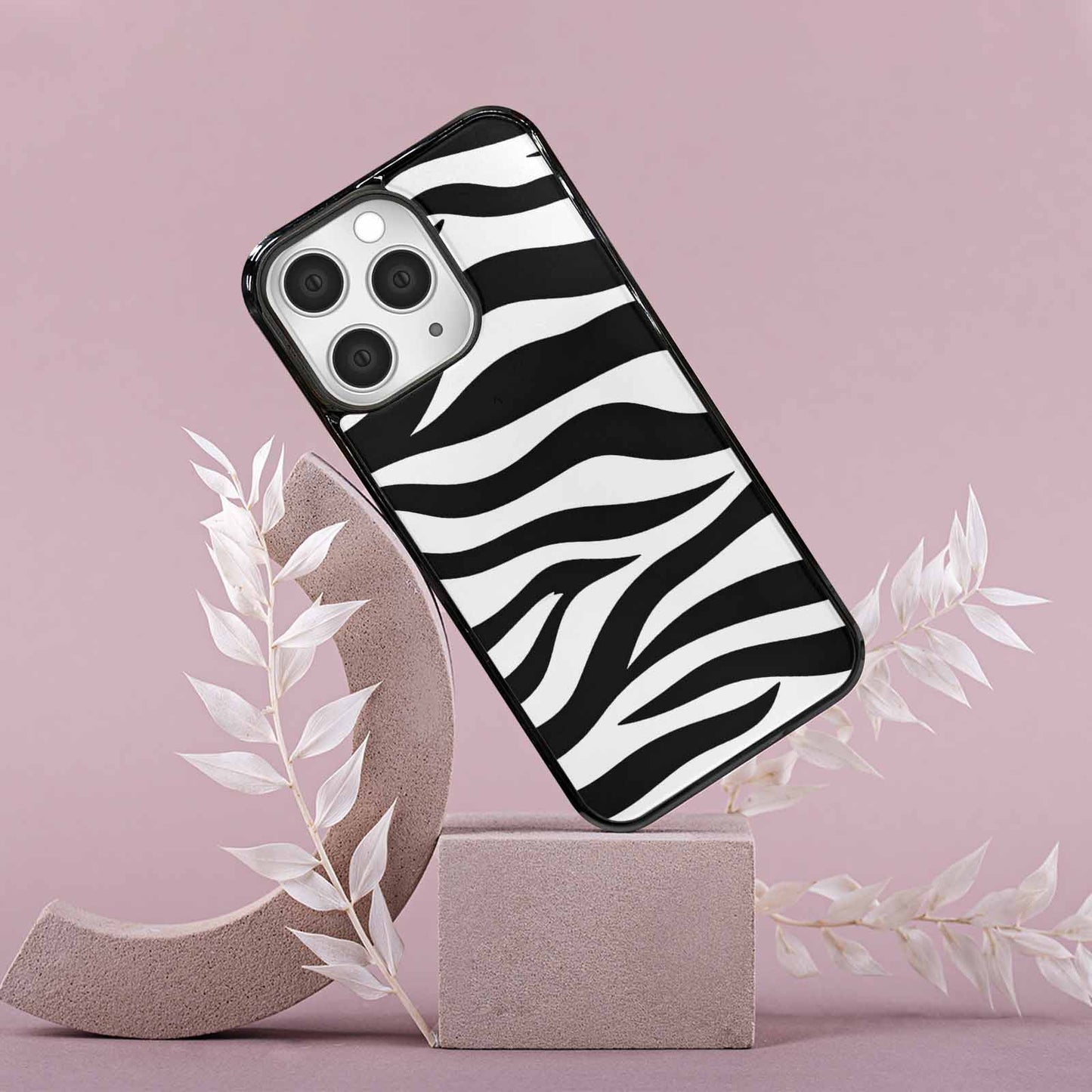 iPhone 15 Pro Max Case — Zebra Print Black White, Custom Art Phone Cover