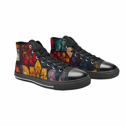 MEN'S Stained Glass Kaleidoscope High Top Canvas Vibrant Chaos Custom Shoes