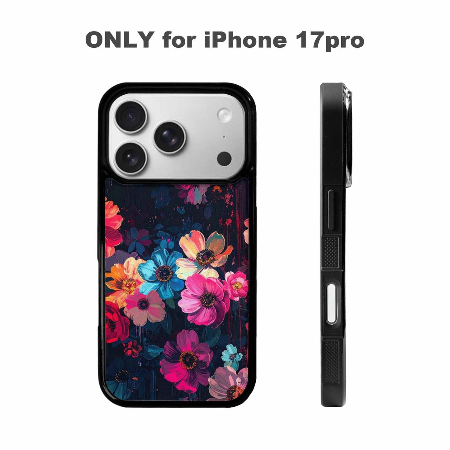 iPhone 17 Pro Case — Shadowy Glitch Floral Pattern Hundreds Floral, Personalized Phone Case