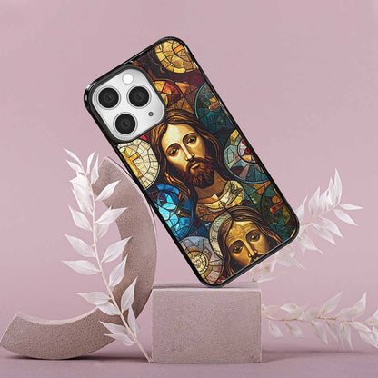 iPhone 15 Pro Max Case — Jesus Face Small Cross And Faith, Customized Protective Case