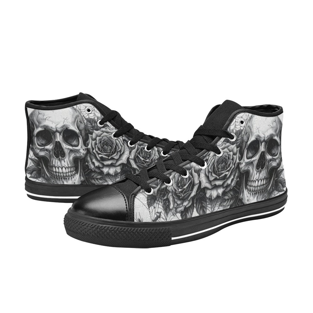 Gothic Crown Skull Men's Dark Art High Top Canvas Shoes | Freaky Shoes®
