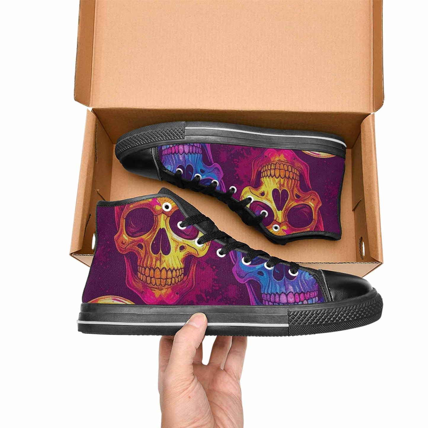 MEN'S Tie Dye Skulls Print High Top Canvas Cottagecore Shoes
