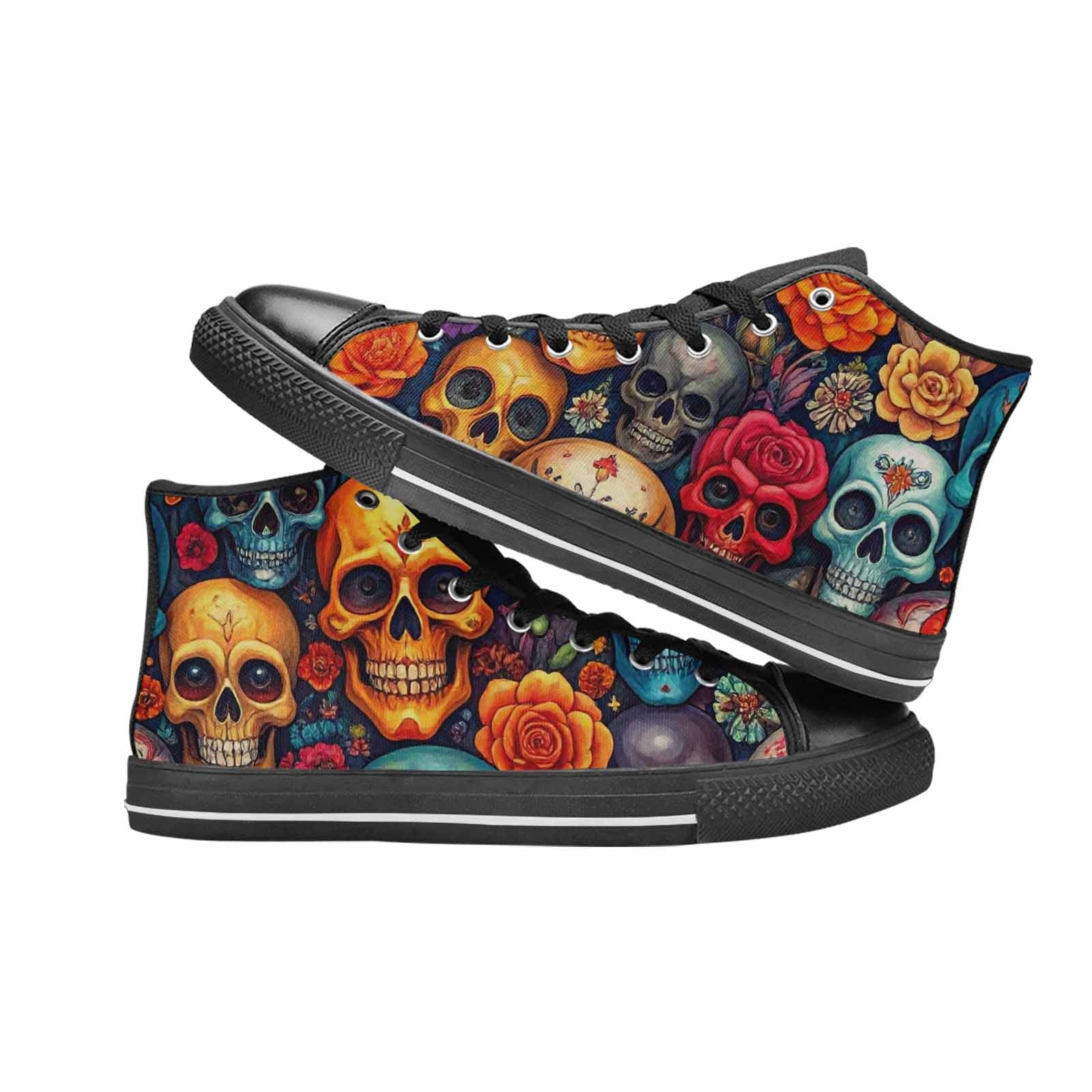 MEN'S Skull High Top Canvas Vivid Custom Shoes