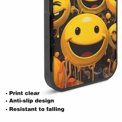iPhone 15 Plus Case — Melting Moon Smiley Red Splatt, Customized Protective Case