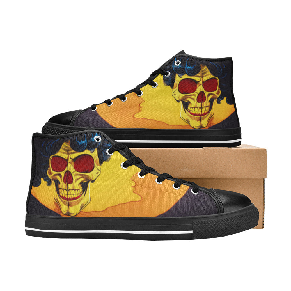 WOMEN'S Cc Retro Skull Art High Top Canvas Dark Academia Sneakers